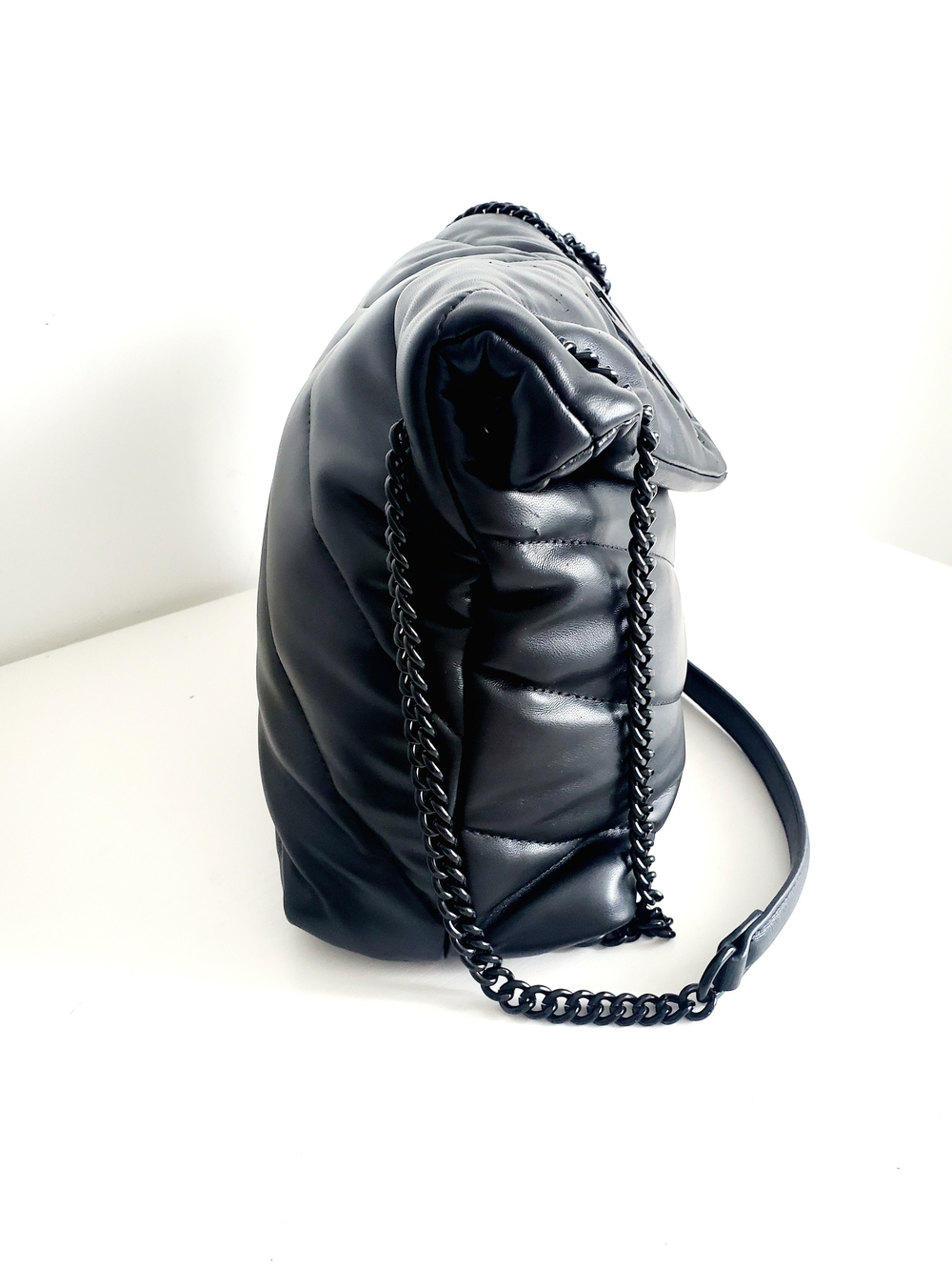 Steve Madden Black Quilted Chain-Handle Shoulder Bag - Picture 4 of 5